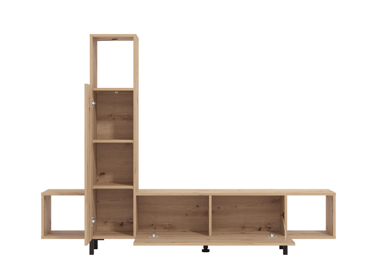 WOHNWAND 2-teilig  in Eiche Artisan  184/138/30 cm  - Schwarz/Eiche Artisan, Natur, Holzwerkstoff (184/138/30cm) - Boxxx