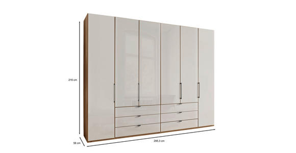 DREHTÜRENSCHRANK 300/216/58 cm 6-türig  - Schieferfarben/Eiche Bianco, KONVENTIONELL, Glas/Holzwerkstoff (300/216/58cm) - Dieter Knoll