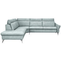 ECKSOFA 242/296 cm  in Echtleder Hellblau Stauraum  242/296 cm  - Edelstahlfarben/Hellblau, KONVENTIONELL, Leder/Metall (242/296cm) - Himolla Komfortklass