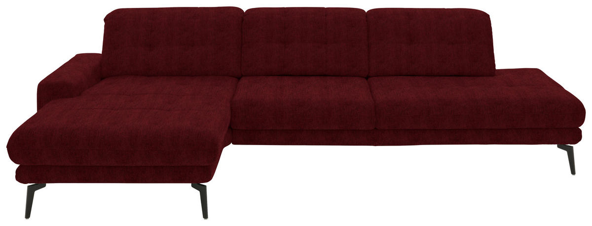 ECKSOFA in Flachgewebe Bordeaux  - Bordeaux/Schwarz, Design, Textil/Metall (190/309cm) - Beldomo Style