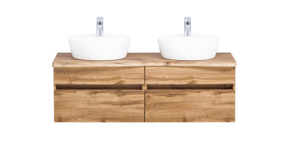 WASCHTISCHKOMBI 121 cm  - Eiche Wotan/Weiß, Natur, Keramik/Holzwerkstoff (121cm) - Xora