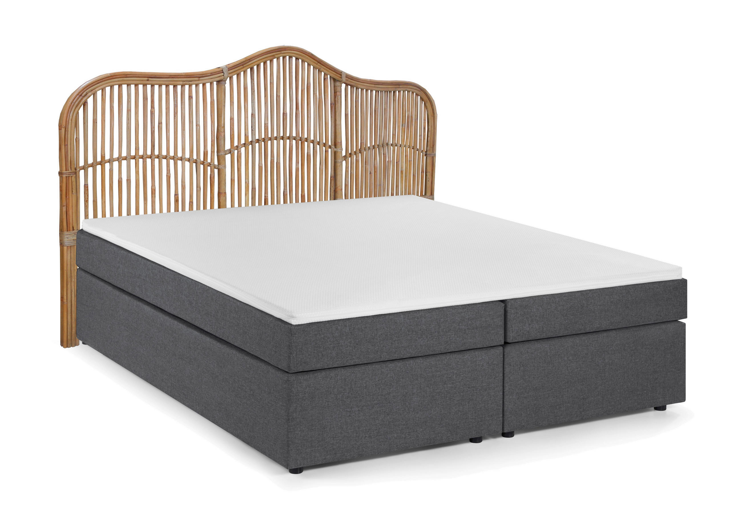 BOXSPRINGBETT 180/200 cm  in Naturfarben, Dunkelgrau  - Dunkelgrau/Schwarz, Basics, Holz/Kunststoff (180/200cm) - Livetastic