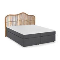 BOXSPRINGBETT 180/200 cm  in Naturfarben, Dunkelgrau  - Dunkelgrau/Schwarz, Basics, Holz/Kunststoff (180/200cm) - Livetastic