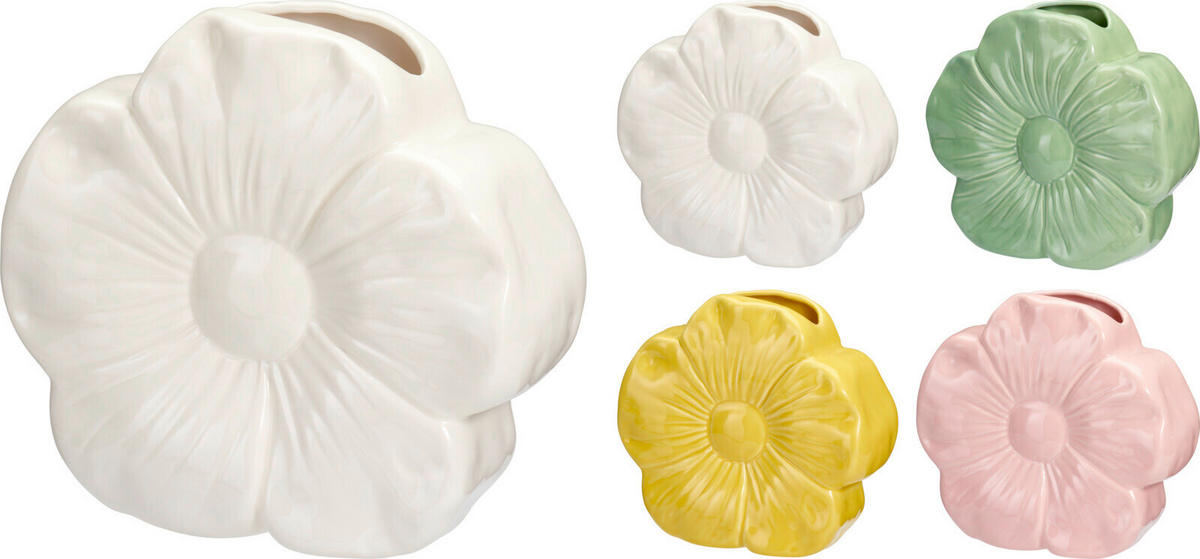 VÁZA  - sárga/pink, Basics, kerámia (19cm)