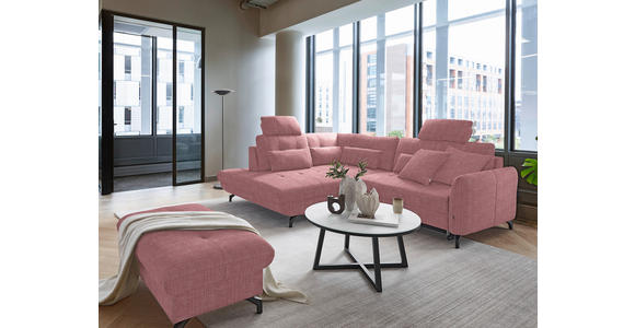 ECKSOFA in Flachgewebe, Leinenoptik Rosa  - Schwarz/Rosa, Design, Textil/Metall (208/247cm) - Xora