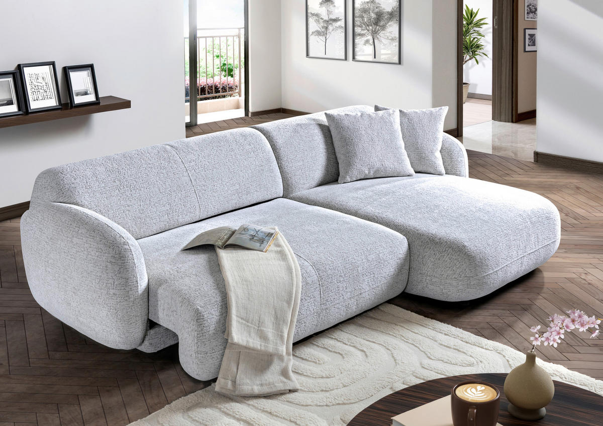ECKSOFA Flachgewebe Schwarz, Weiss  - Weiss/Schwarz, Modern, Kunststoff/Textil (275/162cm) - Carryhome
