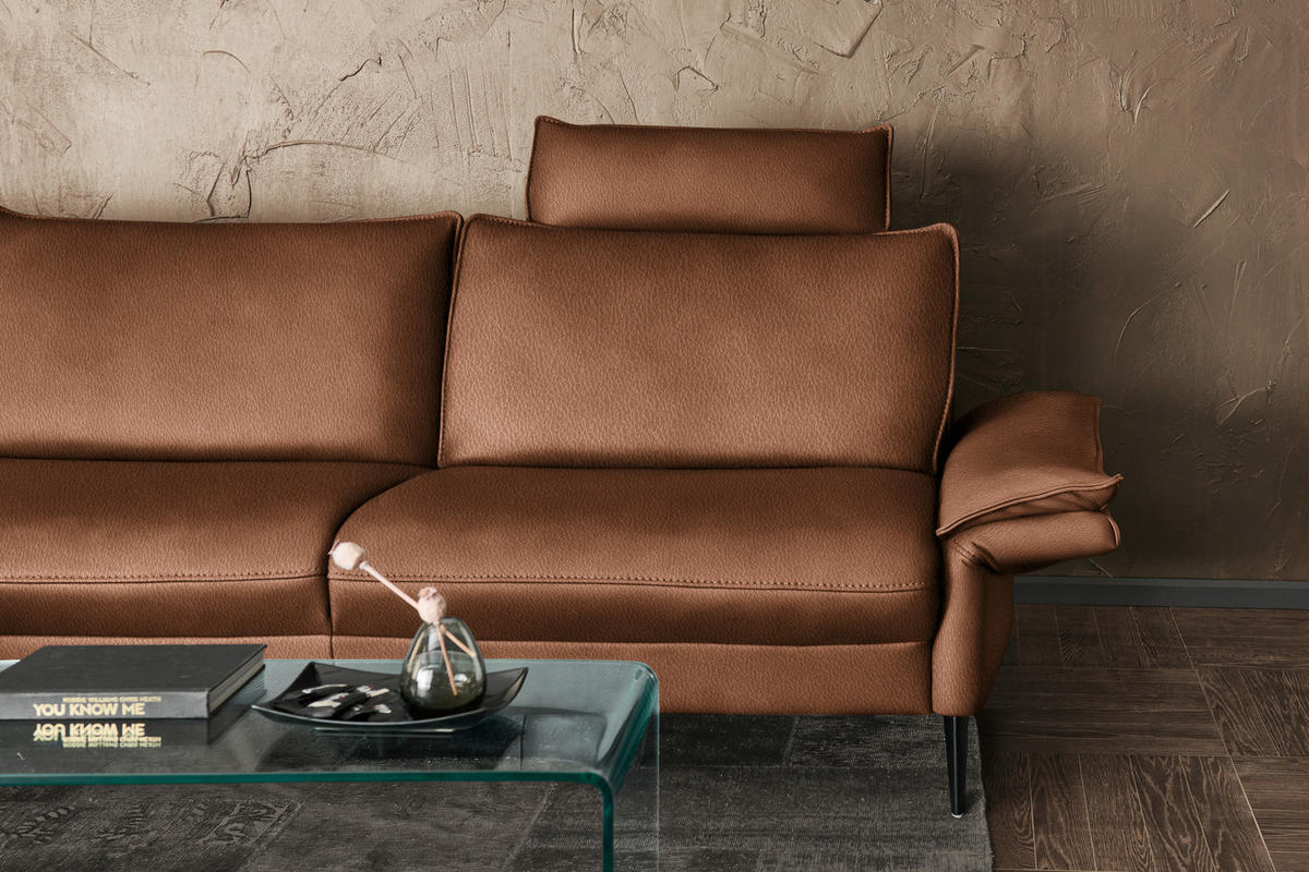 ECKSOFA  in Echtleder Cognac  172/334 cm  - Cognac/Schwarz, Design, Leder/Metall (172/334cm) - Hukla