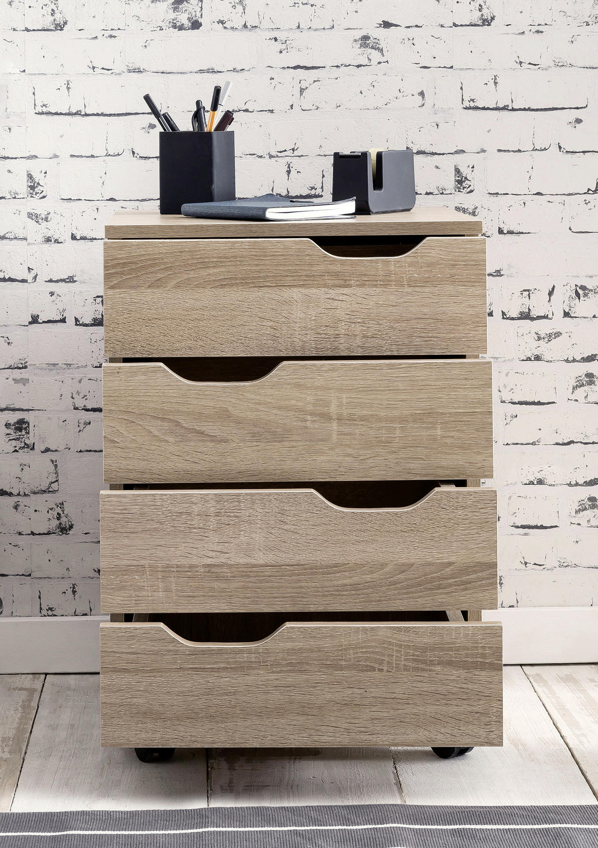 ROLLCONTAINER 40/60/40 cm  - Eichefarben, Modern, Holzwerkstoff/Kunststoff (40/60/40cm) - MID.YOU