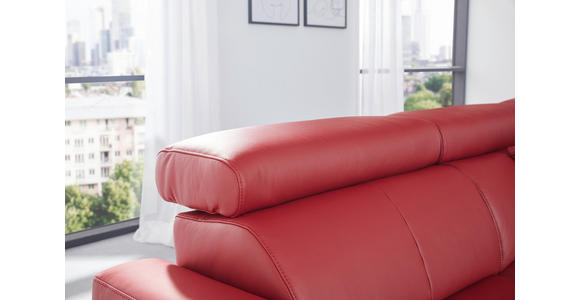 ECKSOFA in Echtleder Rot  - Chromfarben/Rot, Design, Leder/Metall (262/213cm) - Hom`in