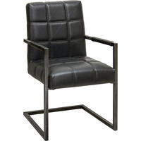 ARMLEHNSTUHL Eisen Lederlook  - Schwarz, Trend, Textil/Metall (55/92/63cm) - Ambia Home