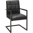 ARMLEHNSTUHL  in Eisen Lederlook  - Schwarz, Trend, Textil/Metall (55/92/63cm) - Ambia Home