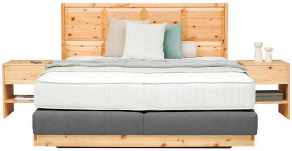BOXSPRINGBETT 160/200 cm  in Zirbelkieferfarben, Dunkelgrau  - Dunkelgrau/Zirbelkieferfarben, Natur, Holz/Textil (160/200cm) - Valnatura