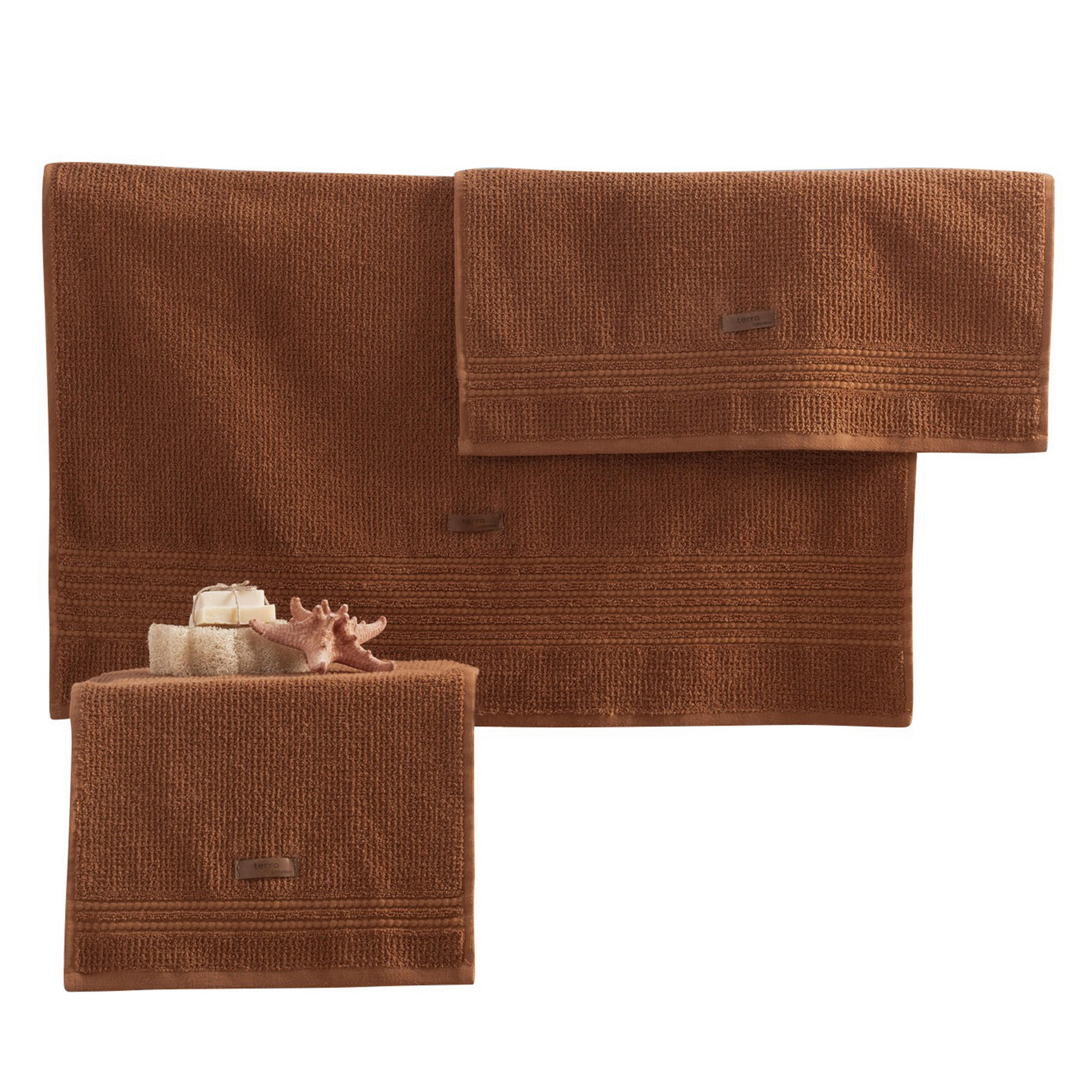 FROTTIERSET Braun 3-teilig  - Braun, Basics, Textil (75/150cm)