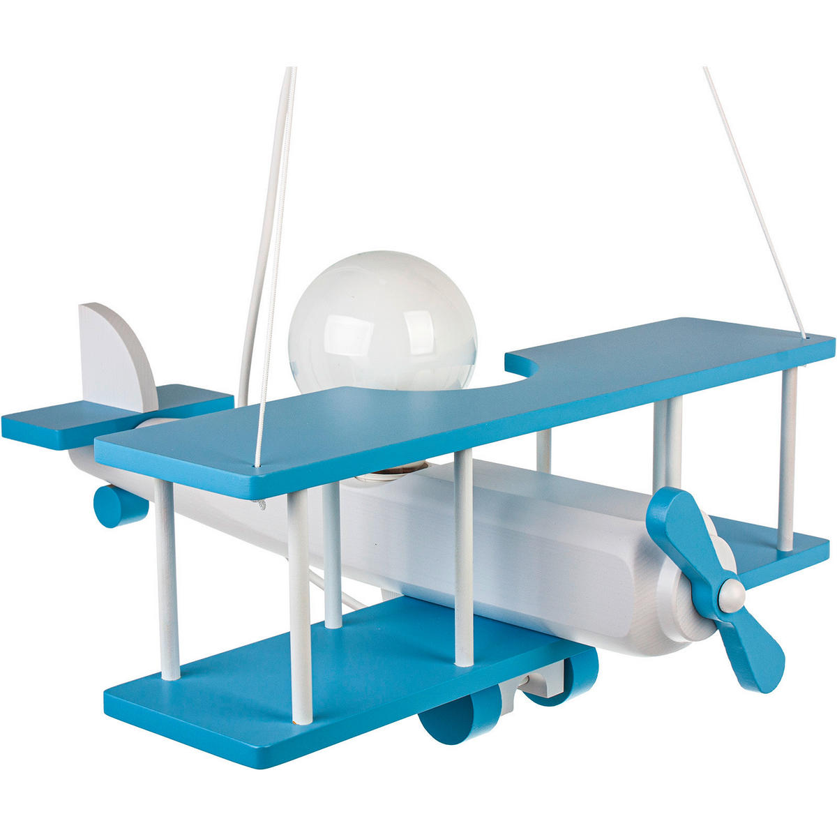 KINDERHÄNGELEUCHTE 42/45/75 cm   - Blau/Weiß, KONVENTIONELL, Holz (42/45/75cm)