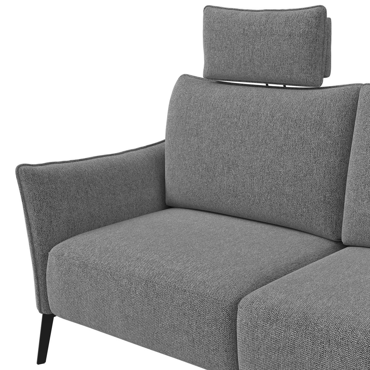 3-SITZER-SOFA  in Chenille Grau Modern  - Schwarz/Grau, KONVENTIONELL, Textil/Metall (184/90/92cm) - Elegando