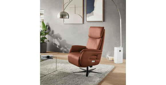 RELAXSESSEL in Leder Cognac  - Cognac/Schwarz, Design, Leder/Metall (70/117/85cm) - Dieter Knoll