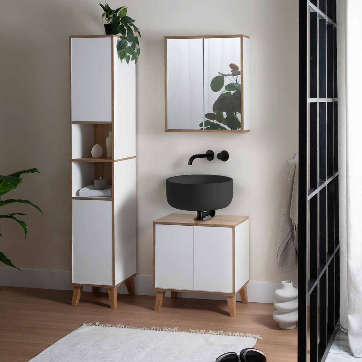 HOCHSCHRANK 35/195/32,5 cm  - Weiß/Eiche Artisan, MODERN, Holzwerkstoff/Kunststoff (35/195/32,5cm) - MID.YOU