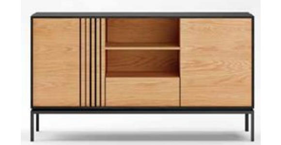 SIDEBOARD Naturfarben, Schwarz  - Schwarz/Naturfarben, Design, Holzwerkstoff (160/80/40cm) - Xora