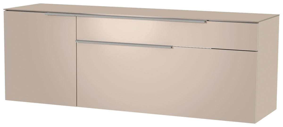 LOWBOARD  in 160/65/45 cm  - Sandfarben/Alufarben, Design, Glas/Holzwerkstoff (160/65/45cm) - Moderano