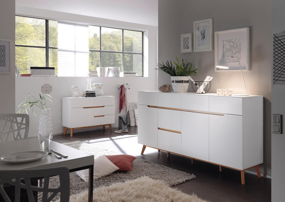 SIDEBOARD 193/95/40 cm  - Eichefarben/Weiß, Design, Holz/Holzwerkstoff (193/95/40cm)
