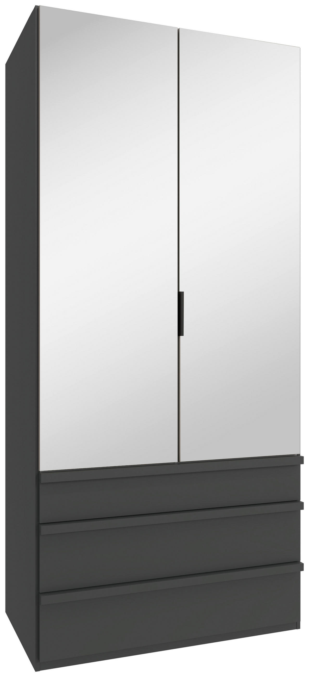 GARDEROB MED VIKDÖRRAR 100/216/58 cm 1-dörrar - sahara/grafitfärgad, Design, trämaterial/glas (100/216/58cm) - Boxxx