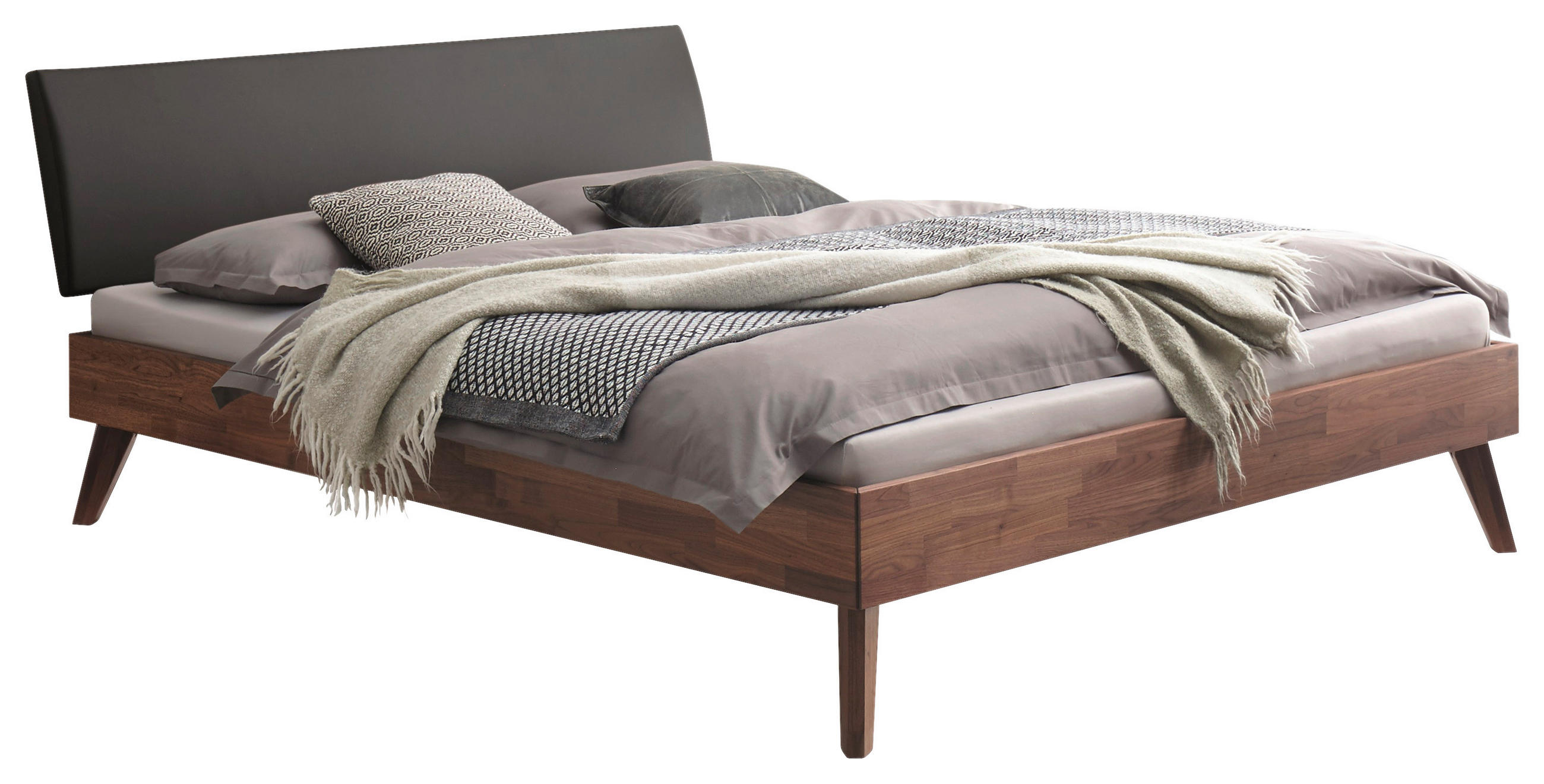 BETT 120/200 cm  in Nussbaumfarben  - Anthrazit/Nussbaumfarben, Natur, Holz (120/200cm) - Hasena