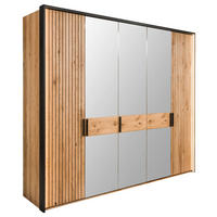 DREHTÜRENSCHRANK  in Eichefarben  - Eichefarben/Schwarz, LIFESTYLE, Glas/Holz (247/214/61cm) - Linea Natura