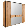 DREHTÜRENSCHRANK  in Eichefarben  - Eichefarben/Schwarz, LIFESTYLE, Glas/Holz (247/214/61cm) - Linea Natura