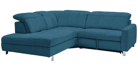 WOHNLANDSCHAFT in Textil Blau - Chromfarben/Blau, Design, Textil/Metall (221/251cm) - Dieter Knoll