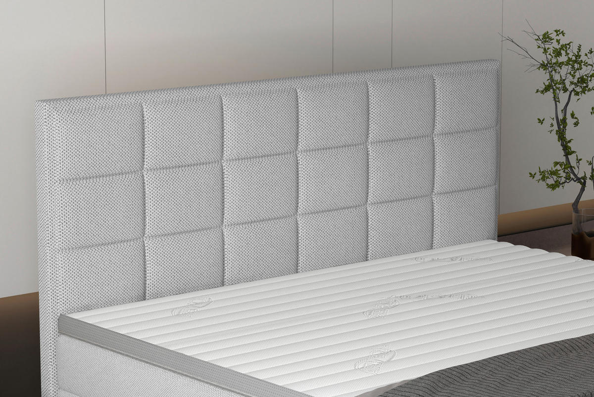 BOXSPRINGBETT 180/200 cm  in Hellgrau  - Hellgrau/Schwarz, Konventionell, Kunststoff/Textil (180/200cm) - home24