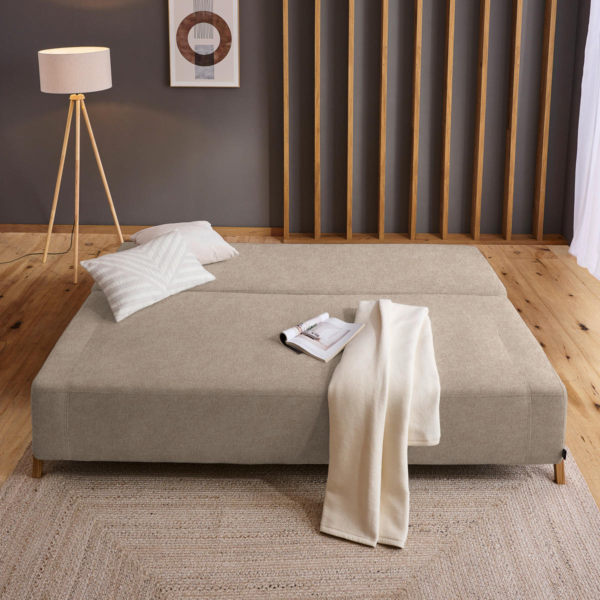 SCHLAFSOFA in Textil Beige  - Beige/Naturfarben, Design, Holz/Textil (211/88/102cm) - Niels Andersson