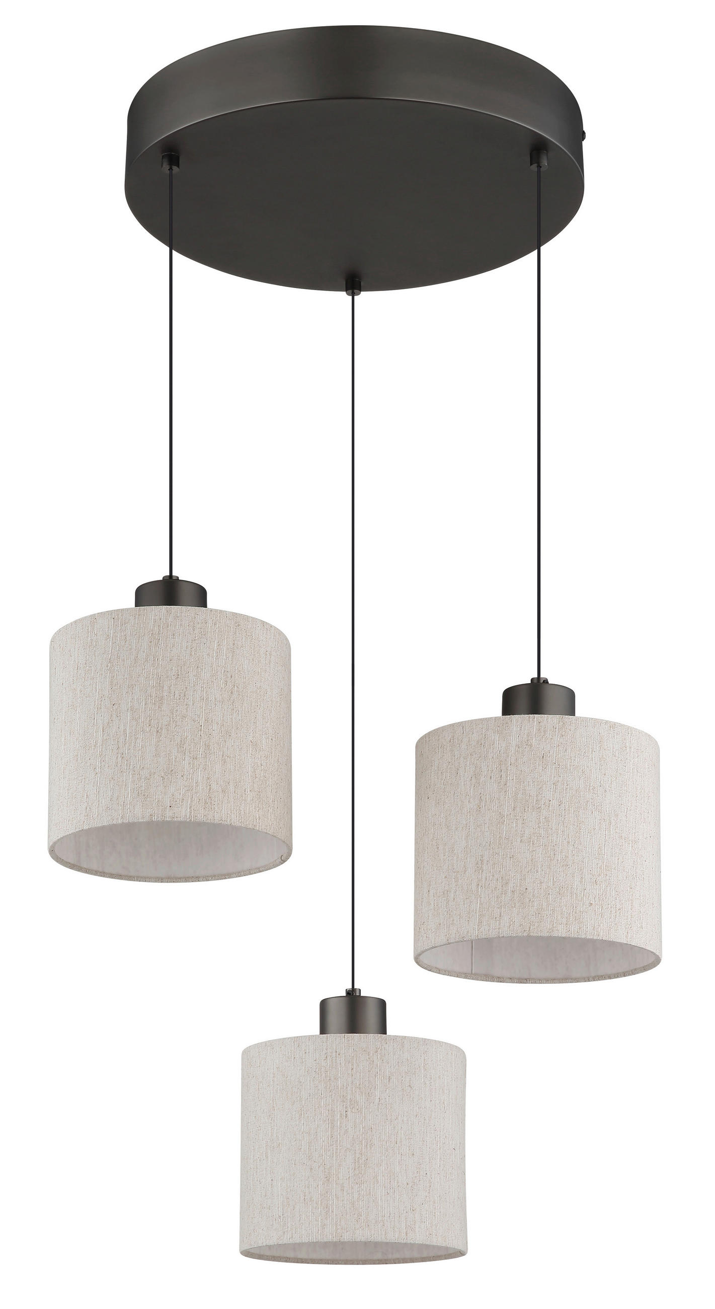 LED-HÄNGELEUCHTE THEA 49/80-180 cm  - Schwarzchrom/Creme, Design, Kunststoff/Textil (49/80-180cm) - Globo