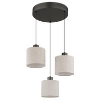 LED-HÄNGELEUCHTE THEA 49/80-180 cm  - Schwarzchrom/Creme, Design, Kunststoff/Textil (49/80-180cm) - Globo