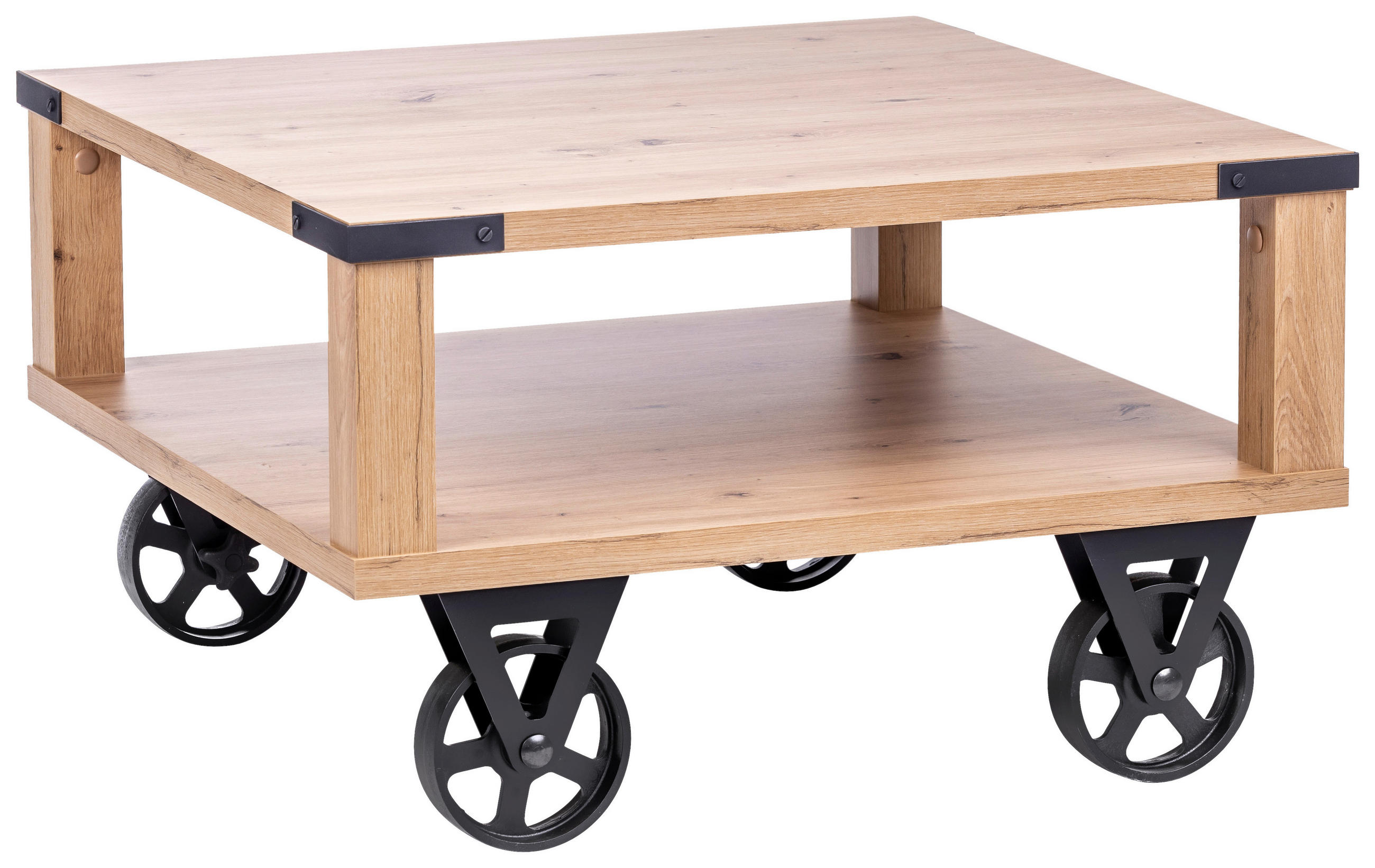 DOHÁNYZÓASZTAL faalapú anyag   - fekete/tölgyfa, Romantik / Landhaus, faalapú anyag (75/45/75cm) - Carryhome