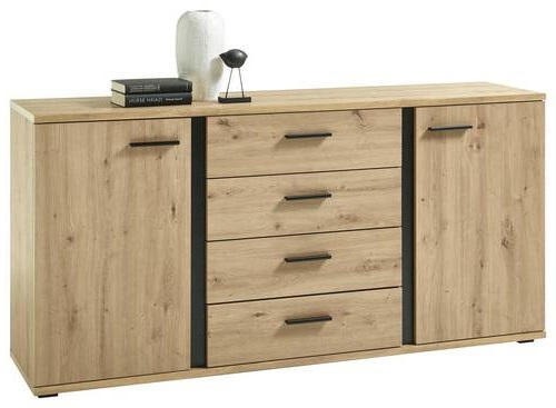 Mid.you Sideboard Schwarz, Eiche 170x84x40 cm