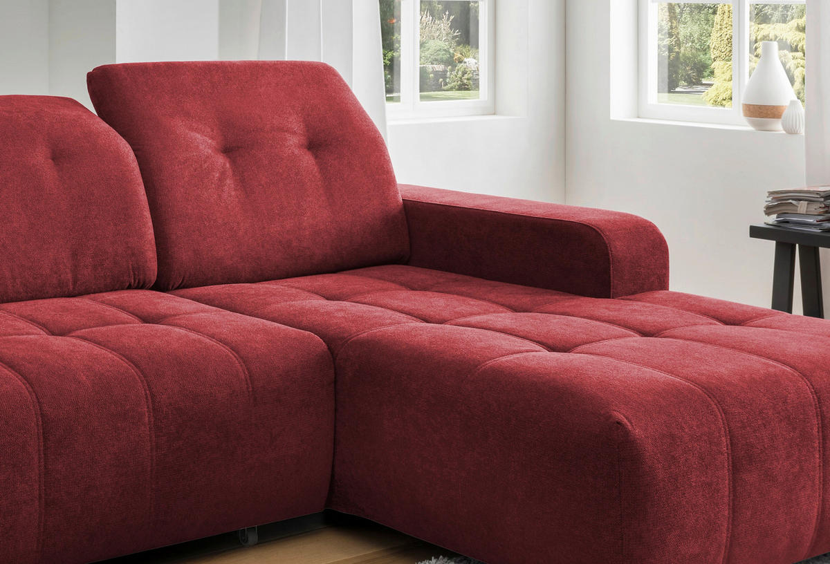 ECKSOFA Vicari Rot Chenille  - Rot/Schwarz, MODERN, Textil/Metall (185/292cm) - Livetastic