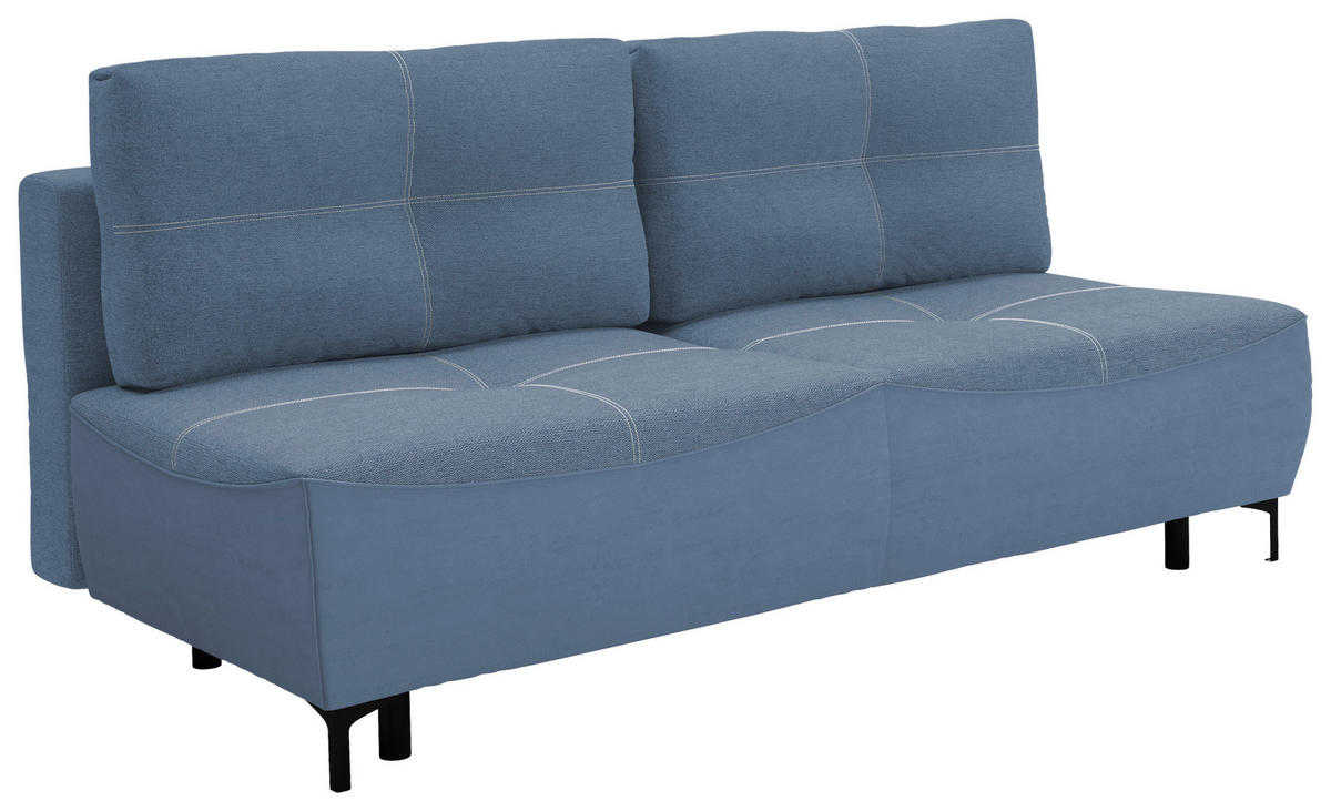 SCHLAFSOFA  mit Schlafen auf Sitzhöhe, Rücken echt Struktur Blau  - Blau/Schwarz, Design, Textil/Metall (197/94/96cm) - MID.YOU