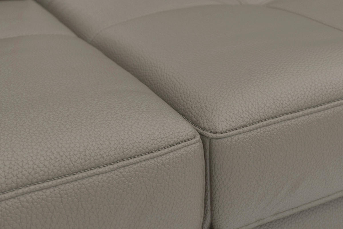 ECKSOFA COSTELLO E Grau Echtleder Nierenkissen, Armteilverstellung, Sitztiefenverstellung  - Schwarz/Grau, Basics, Leder/Textil (176/301cm) - Sit & More