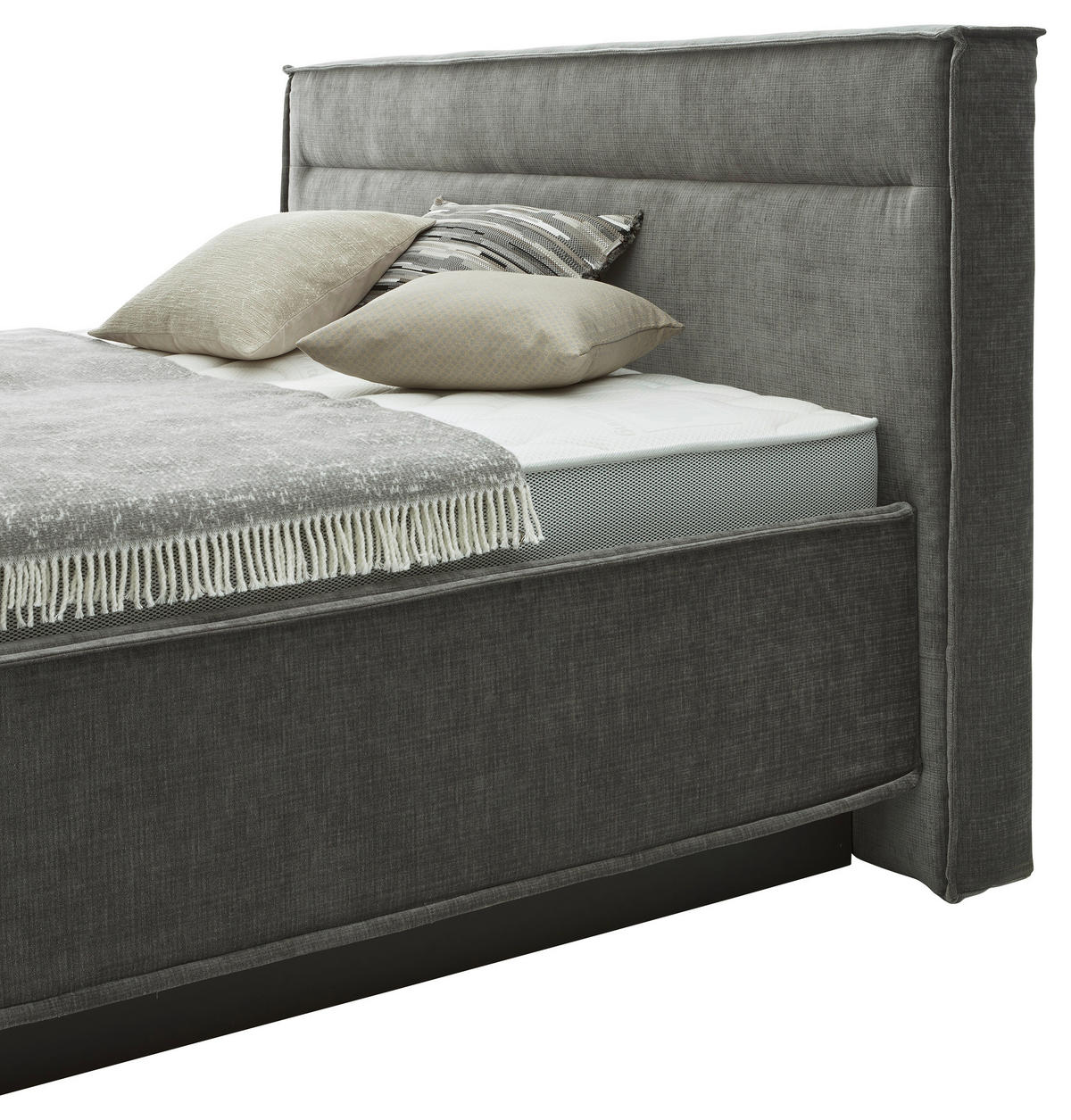 POLSTERBETT gepolstertes Kopfteil, Bettkasten, Lattenroste, Matratzen 180/200 cm  in Grau  - Weiß/Grau, Design, Textil (180/200cm) - Musterring