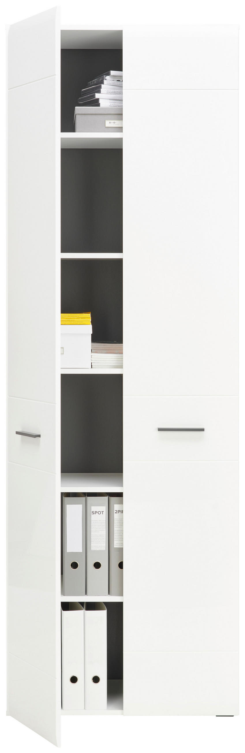 AKTENSCHRANK Anthrazit, Weiß, Weiß Hochglanz  - Weiß Hochglanz/Anthrazit, Basics, Holzwerkstoff (75/222,2/40cm) - MID.YOU