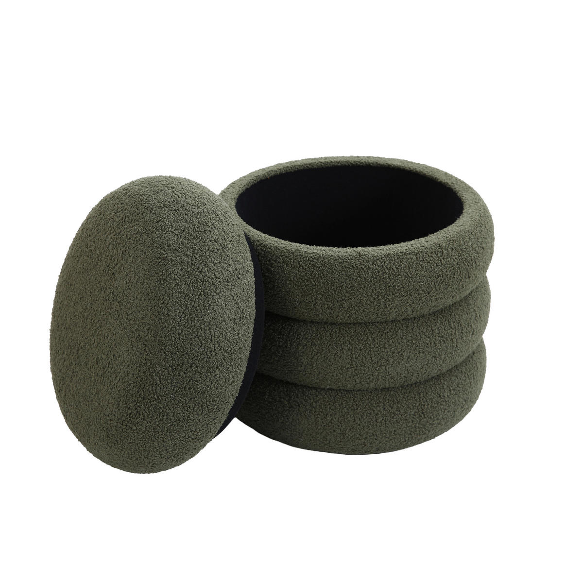 HOCKER Teddystoff Grün  - Schwarz/Grün, Basics, Kunststoff/Textil (42/45/42cm) - Xora