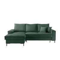 ECKSOFA Dunkelgrün Cord  - Dunkelgrün/Schwarz, MODERN, Textil/Metall (150/240cm) - Livetastic