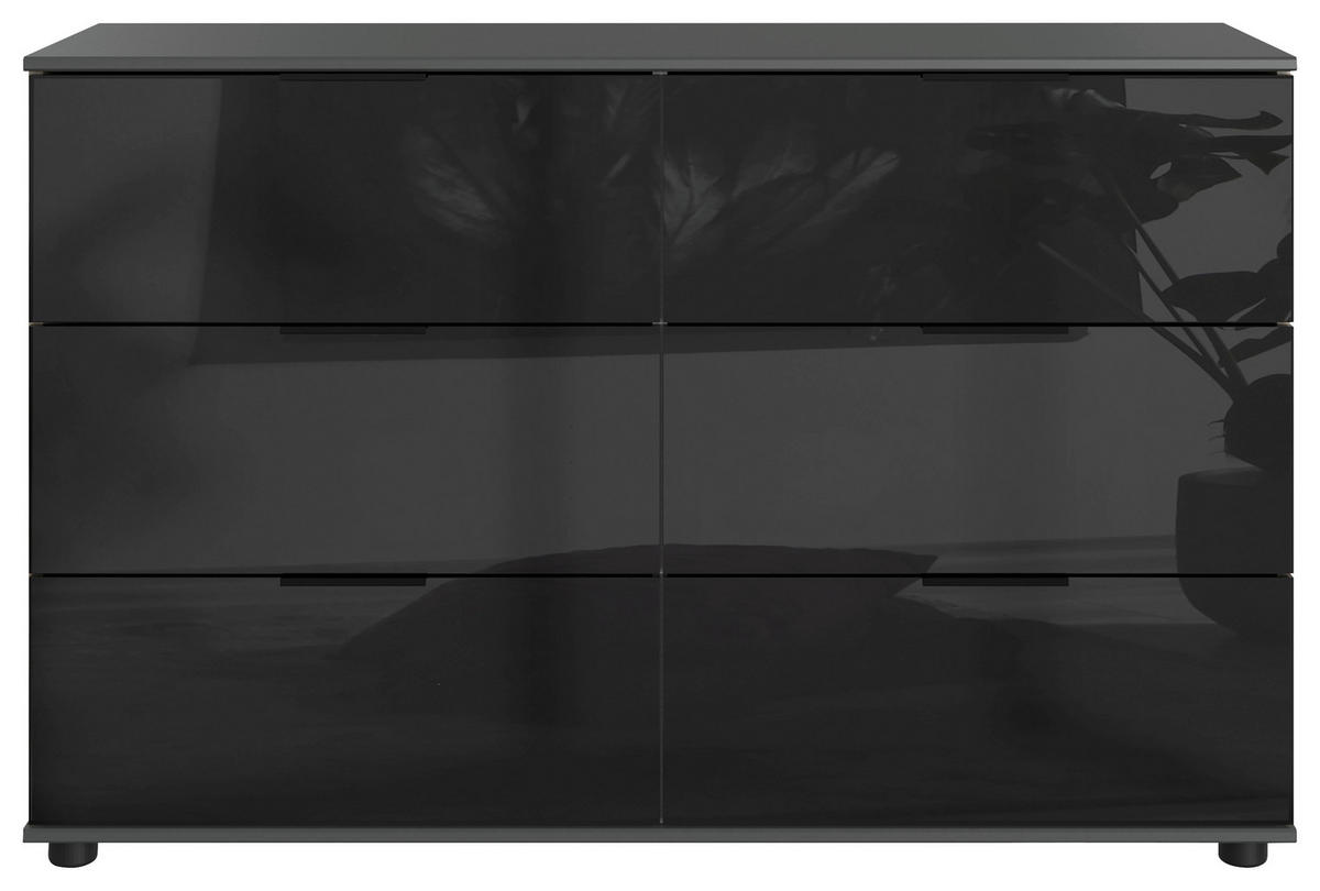 SIDEBOARD  130/83/41 cm 6 Schublade(n)  - Schwarz/Graphitfarben, Basics, Glas/Holzwerkstoff (130/83/41cm) - Livetastic