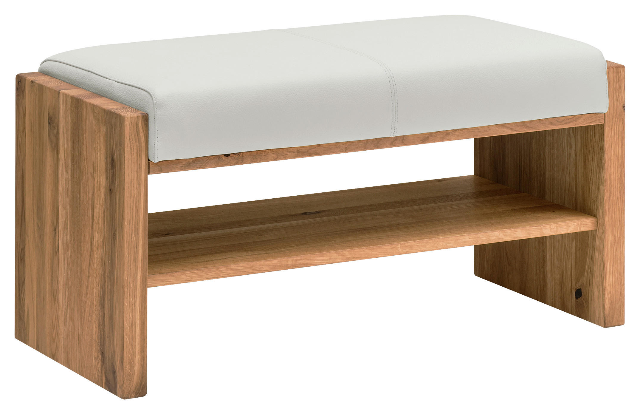 GARDEROBENBANK  in 88/44/42 cm  - Eichefarben/Weiß, MODERN, Leder/Holz (88/44/42cm) - Linea Natura