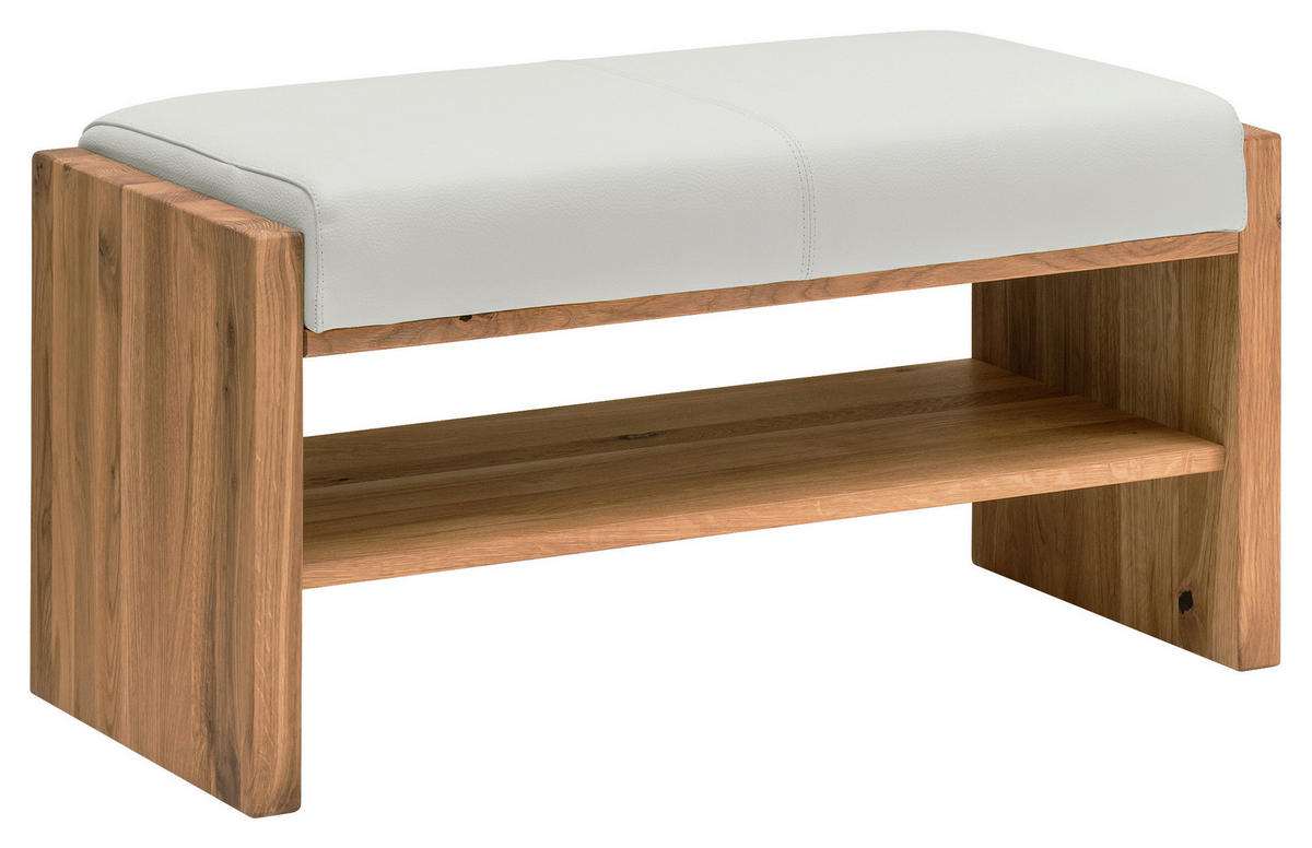 GARDEROBENBANK  in 88/44/42 cm  - Eichefarben/Weiß, MODERN, Leder/Holz (88/44/42cm) - Linea Natura