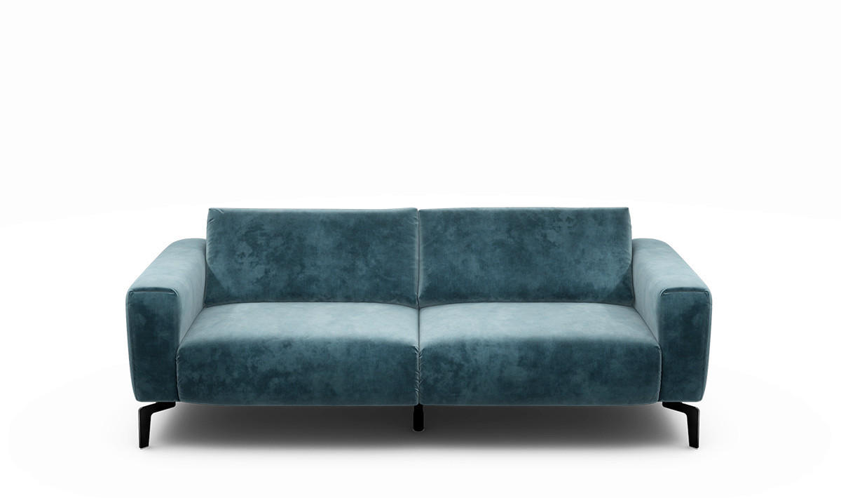 2,5-SITZER in Samt Blau  - Blau/Schwarz, Design, Textil/Metall (220/86/86-94cm) - SENSOO