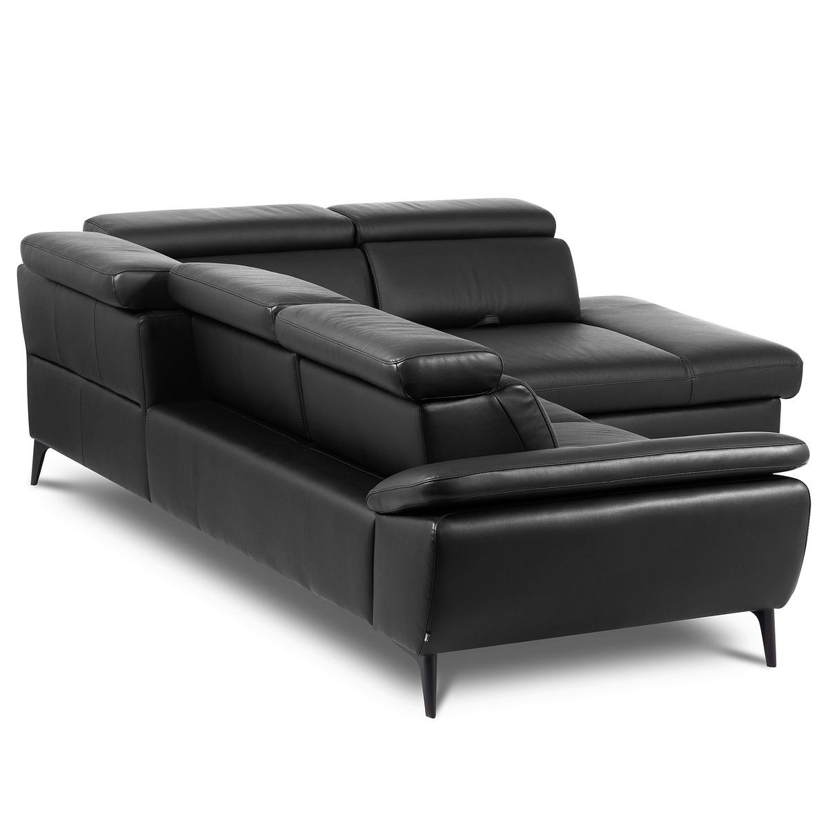 ECKSOFA  in Lederlook Echtleder Schwarz  274/220 cm  - Schwarz, Design, Leder/Textil (274/220cm) - Livetastic