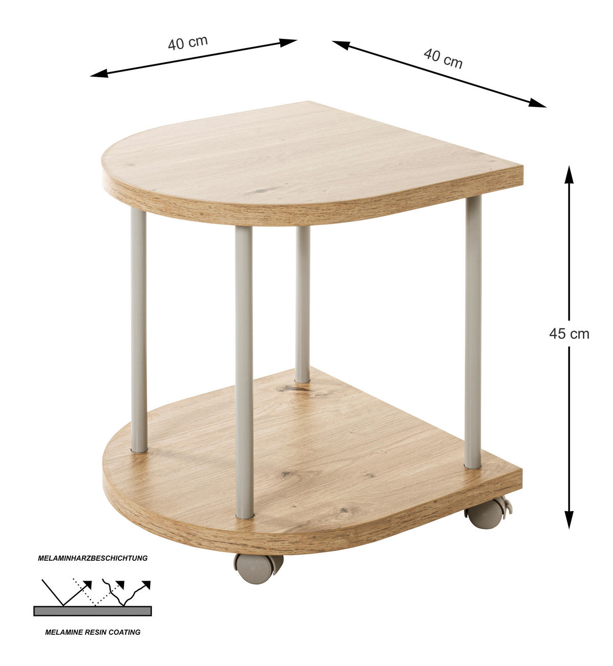 BEISTELLTISCH 40/40/45 cm Grau, Eichefarben  - Eichefarben/Grau, Trend, Holzwerkstoff/Metall (40/40/45cm)