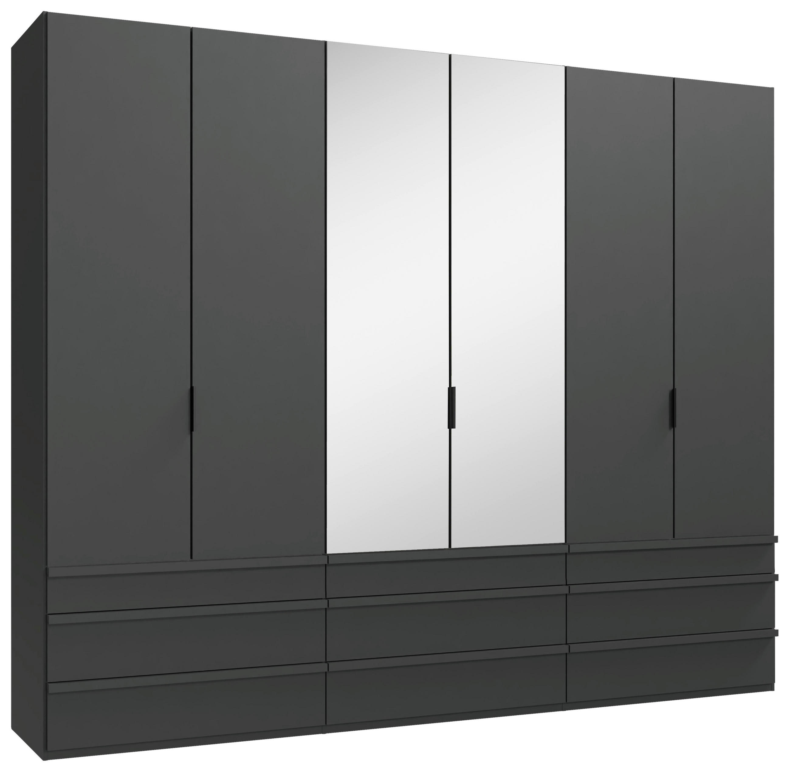 FALTTÜRENSCHRANK 300/236/58 cm 6-türig Graphitfarben  - Schwarz/Graphitfarben, Design, Glas/Holzwerkstoff (300/236/58cm) - Boxxx
