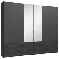 FALTTÜRENSCHRANK 300/236/58 cm 6-türig Graphitfarben  - Schwarz/Graphitfarben, Design, Glas/Holzwerkstoff (300/236/58cm) - Boxxx